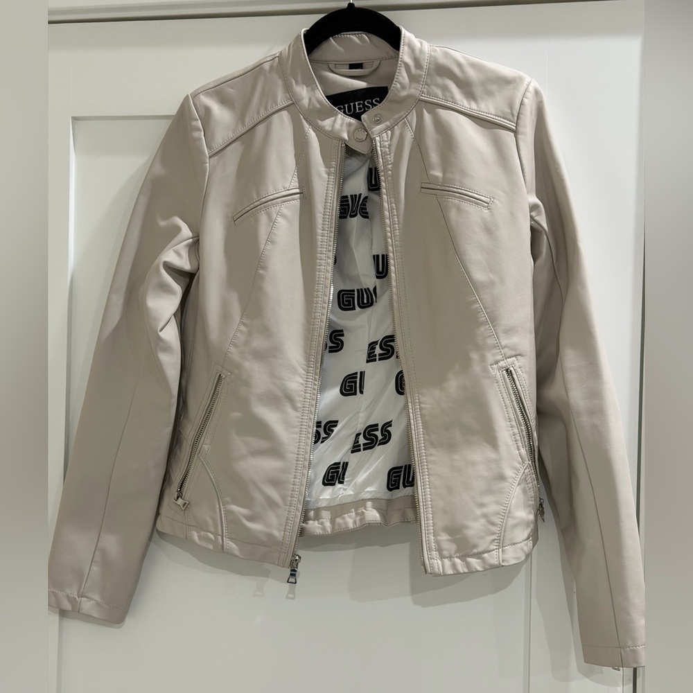 GUESS Women's Beige Leather Jacket